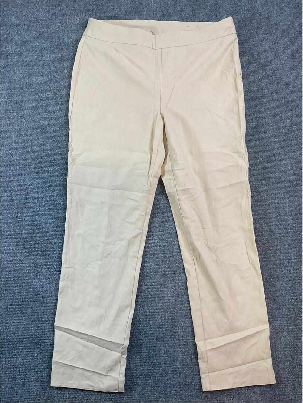 Chico’s Size 2 R. Beige Flat Front Straight Leg stretch Pants